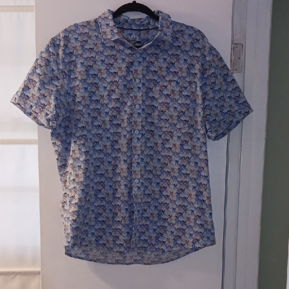 SPECIAL 2/$25 Men's Blue Patterned Shirt